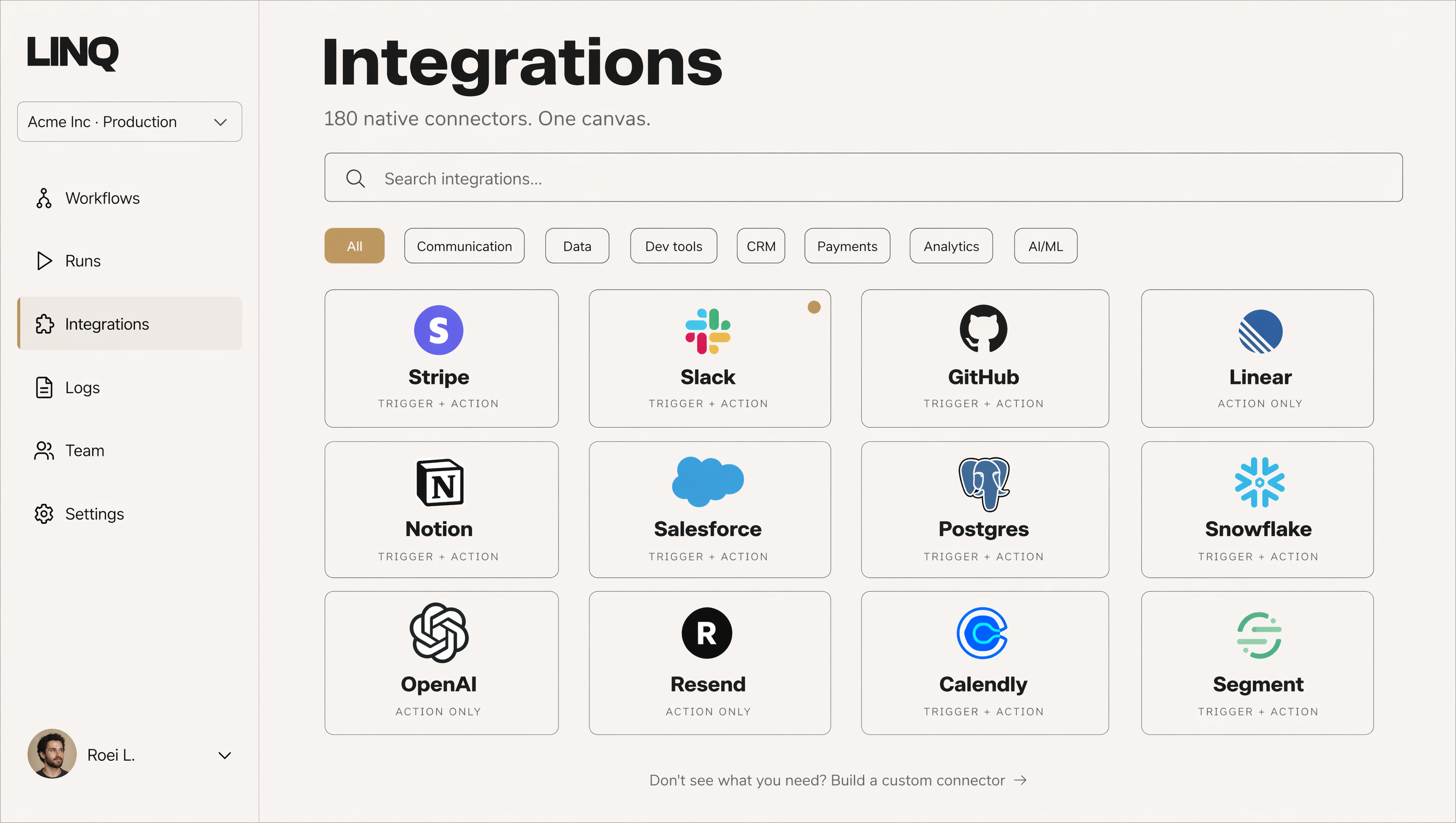 LINQ Integrations UI
