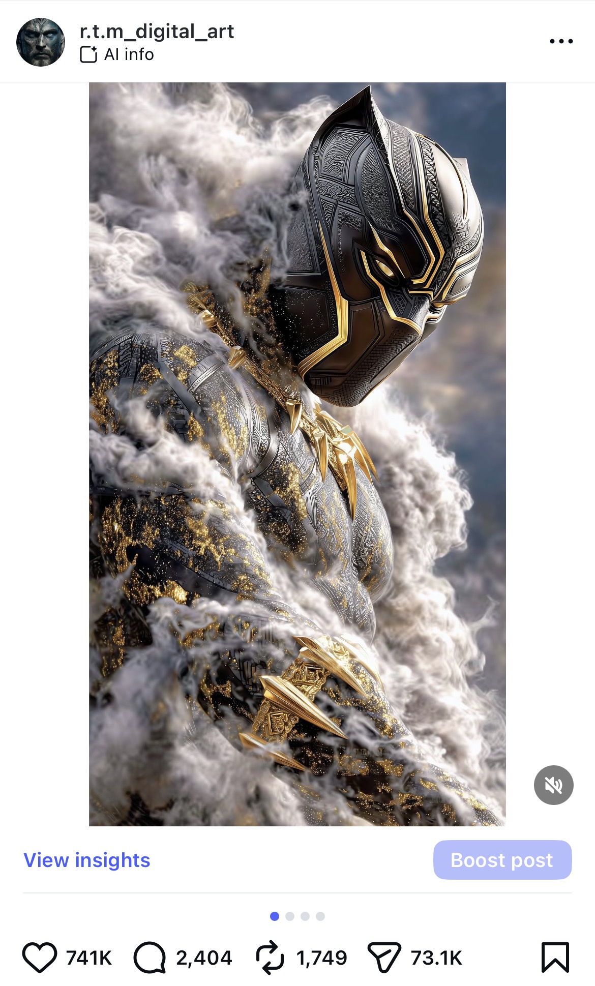 Black Panther post — 741K likes